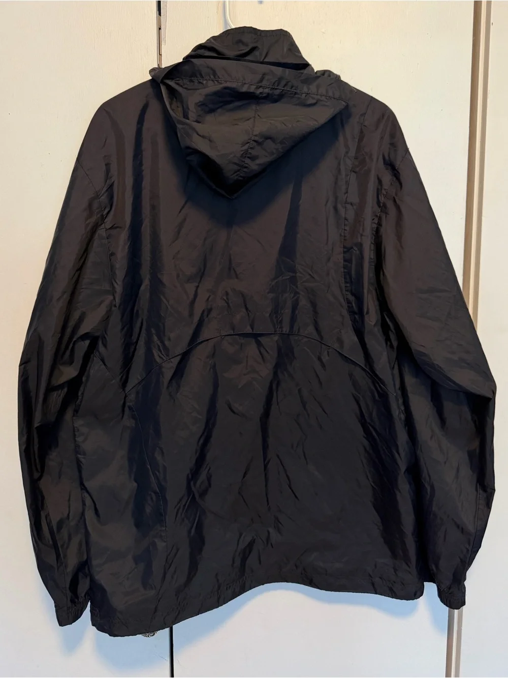 adidas Black Men's Hooded Windbreaker with White Stripes